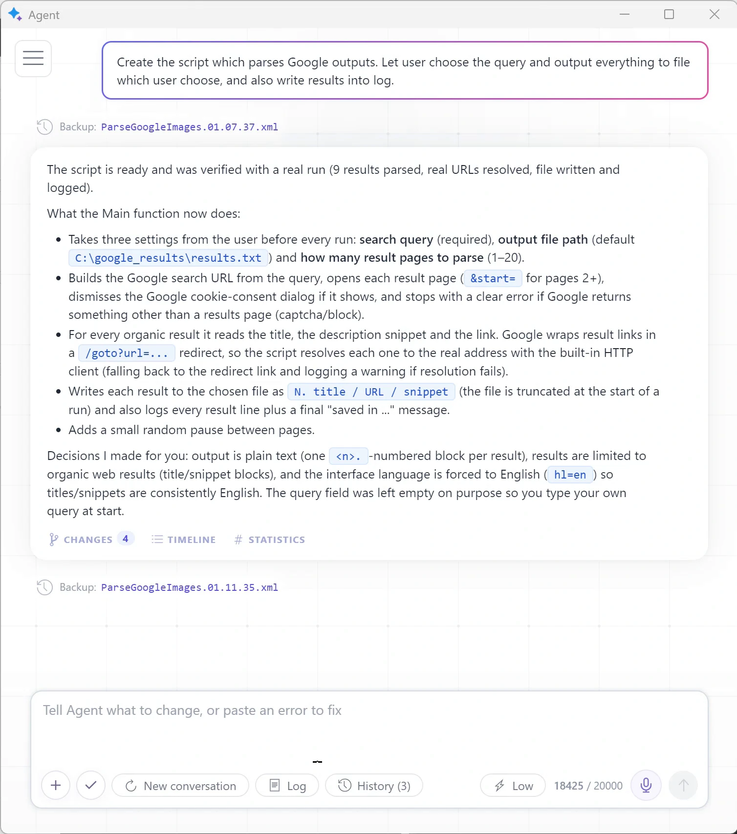 BrowserAutomationStudio Agent with a completed and tested script